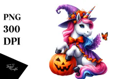 Unicorn Dressed for Halloween, Transparent PNG Product Image 1