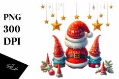 Vintage Santa with Gnomes, High-Res PNG Product Image 3