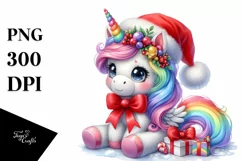 Colorful Baby Unicorn Equipped for Santa | Sublimation Product Image 1