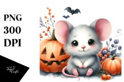 Vibrant Halloween Baby Mouse Scenery | Clipart Product Image 1