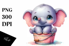 Colorful Baby Elephant Bucket | Sublimation | Clipart Product Image 1