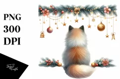 Cute Cat with Santa Hat, Transparent PNG Product Image 3