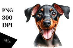 Baby Doberman Pinscher with Big Eyes PNG Product Image 1