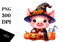 Vibrant Halloween Baby Pig Scenery | Clipart Product Image 1