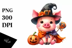 Vibrant Halloween Baby Pig Scenery | Clipart Product Image 1