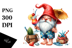 Whimsical Gnome Drinking a Cocktail PNG Product Image 1