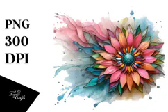 Sunflower Metallic Watercolor Splash PNG Product Image 1