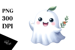 Funny Simple Cute Ghost, Watercolor PNG Product Image 1