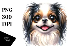 Cute Watercolor Japanese Chin PNG Product Image 1