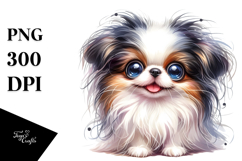 Cute Watercolor Japanese Chin PNG Product Image 1