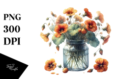 Colorful Jar with Nasturtium | Clipart Product Image 1
