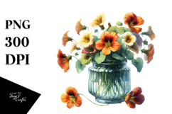 Colorful Jar with Nasturtium | Clipart Product Image 1