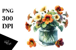 Colorful Jar with Nasturtium | Clipart Product Image 1
