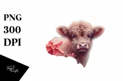 Baby Highland Cow Party Hat PNG Product Image 1