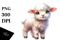 Digital Watercolor Baby Lamb, Transparent PNG Product Image 1