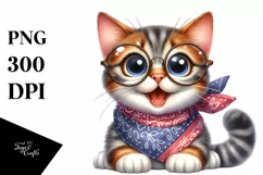 Cat Sitting with Bandana and Fancy es | Sublimation | Product Image 3
