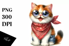 Cat Sitting with Bandana and Fancy es | Sublimation | Product Image 3
