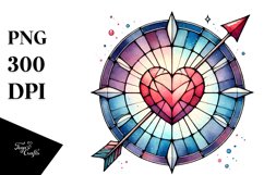 Watercolor Stained Hearth with Arrow PNG Product Image 1