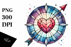 Watercolor Stained Hearth with Arrow PNG Product Image 1