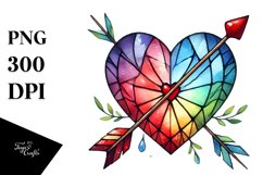 Watercolor Stained Hearth with Arrow PNG Product Image 1