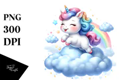 Baby Unicorn Cloud Watercolor Sublimation Product Image 1