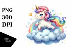 Baby Unicorn Cloud Watercolor Sublimation Product Image 3