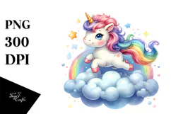 Baby Unicorn Cloud Watercolor Sublimation Product Image 1