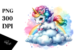 Baby Unicorn Cloud Watercolor Sublimation Product Image 1