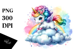 Baby Unicorn Cloud Watercolor Sublimation Product Image 1