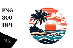 Retro Tropical Island Sunset, 20 oz Tumbler Product Image 1