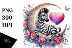 Adorned Zebra on Moon PNG Product Image 1