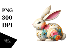 Colorful Bunny with Golden Wood PNG Product Image 1