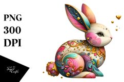 Colorful Bunny with Golden Wood PNG Product Image 1