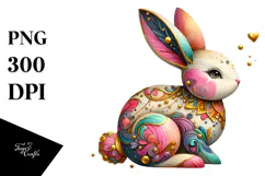 Colorful Bunny with Golden Wood PNG Product Image 1