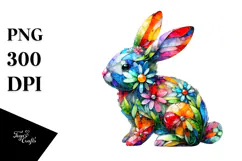 Colorful Bunny Made of on Splashy Background PNG Product Image 1