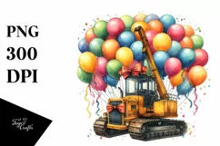 Vintage Excavator Watercolor PNG Product Image 1
