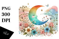 Digital Painting of Adorned Smiling Moon Product Image 1