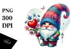 Valentines Gnome with Hat, PNG Product Image 1