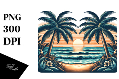 Vintage Beach Sunset Clipart Product Image 1