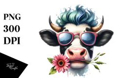 Cow with Party Hat PNG Product Image 1