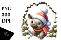Cute Baby Rhino Dressed for Winter PNG Product Image 1