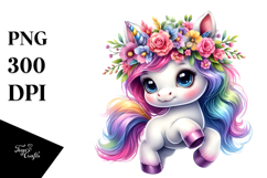 Vibrant Baby Unicorn with Cool Haircut PNG Product Image 1