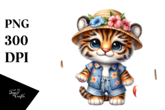 Cute Baby Tiger Singer Beach PNG Product Image 1