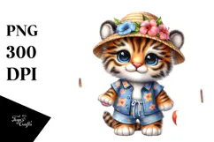 Cute Baby Tiger Singer Beach PNG Product Image 1