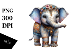 Digital Adorned Cute Baby Elephant PNG Product Image 1