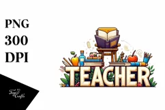 Simple Books Teacher Summer Flower PNG Product Image 1