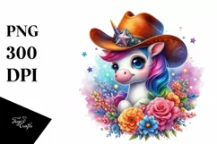 Baby Unicorn Cowboy PNG Product Image 3