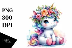 Sitting Baby Unicorn PNG Product Image 1