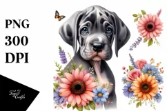 Watercolor Funny Baby Great Dane | Clipart Product Image 1