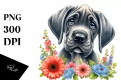 Watercolor Funny Baby Great Dane | Clipart Product Image 1